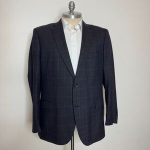 Joseph & Feiss Gold 50L Blazer Sport Coat‎ Mens Brown Check Wool